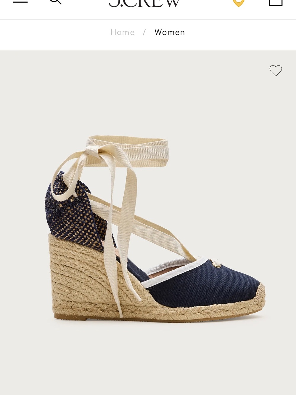 J. Crew Navy Canvas Espadrille Slip-On with Cream Straps